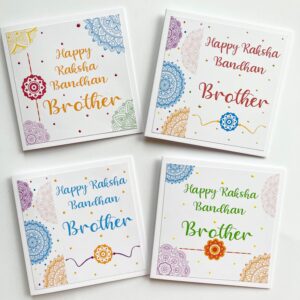 4 Raksha Bandhan Cards Mini Rakhri Cards Set of 4 Rakhi Cards Colourful Rakhri Cards Raksha Bandhan Cards
