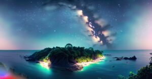Firefly A Beautiful Island at the middle of the Atlantic ocean surrounding a huge jungle at night m 1
