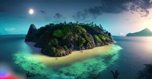 Firefly A Beautiful Island at the middle of the ocean surrounding a huge jungle at night hd 4k 400 1