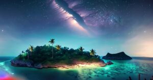 Firefly A Beautiful Island at the middle of the ocean surrounding a huge jungle at night milky star 1