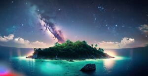 Firefly A Beautiful Island at the middle of the ocean surrounding a huge jungle at night milky star 3