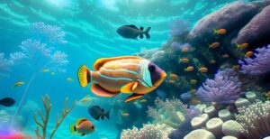 Firefly Fish swimming in a coral reef 4702