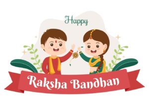 Happy Raksha Bandhan Cartoon Illustration with Sister Tying Rakhi on Her Brothers Wrist to Signify Bond of Love in Indian Festival Celebration 1