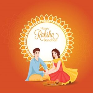 Premium Vector Beautiful young girl tying rakhi on her brother wrist with worship plate on the occasion of happy raksha bandhan