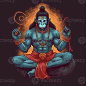God Hanuman in meditation images generative ai