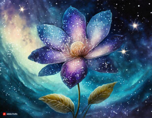 Firefly Flower made of galaxy stars under the water 44158