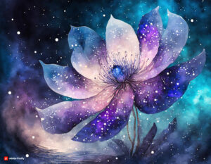 Firefly Flower made of galaxy stars under the water 61851