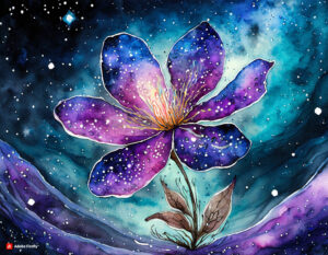 Firefly Flower made of galaxy stars under the water 8579