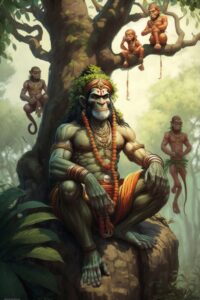 Lord hanuman in forest meditating