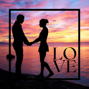 Pink Blue Bold Photo Beach Sunset Couple Love Message Instagram Post