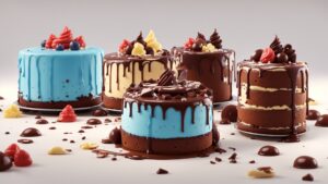 delia wright 3d animation style colorful set of chocolate cakes cake set is 0