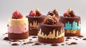 delia wright 3d animation style colorful set of chocolate ice cream cakes c 0