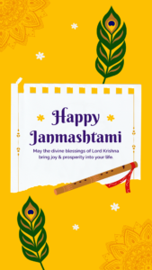 Yellow and White Happy Janmashtami Instagram Reel Mobile Video